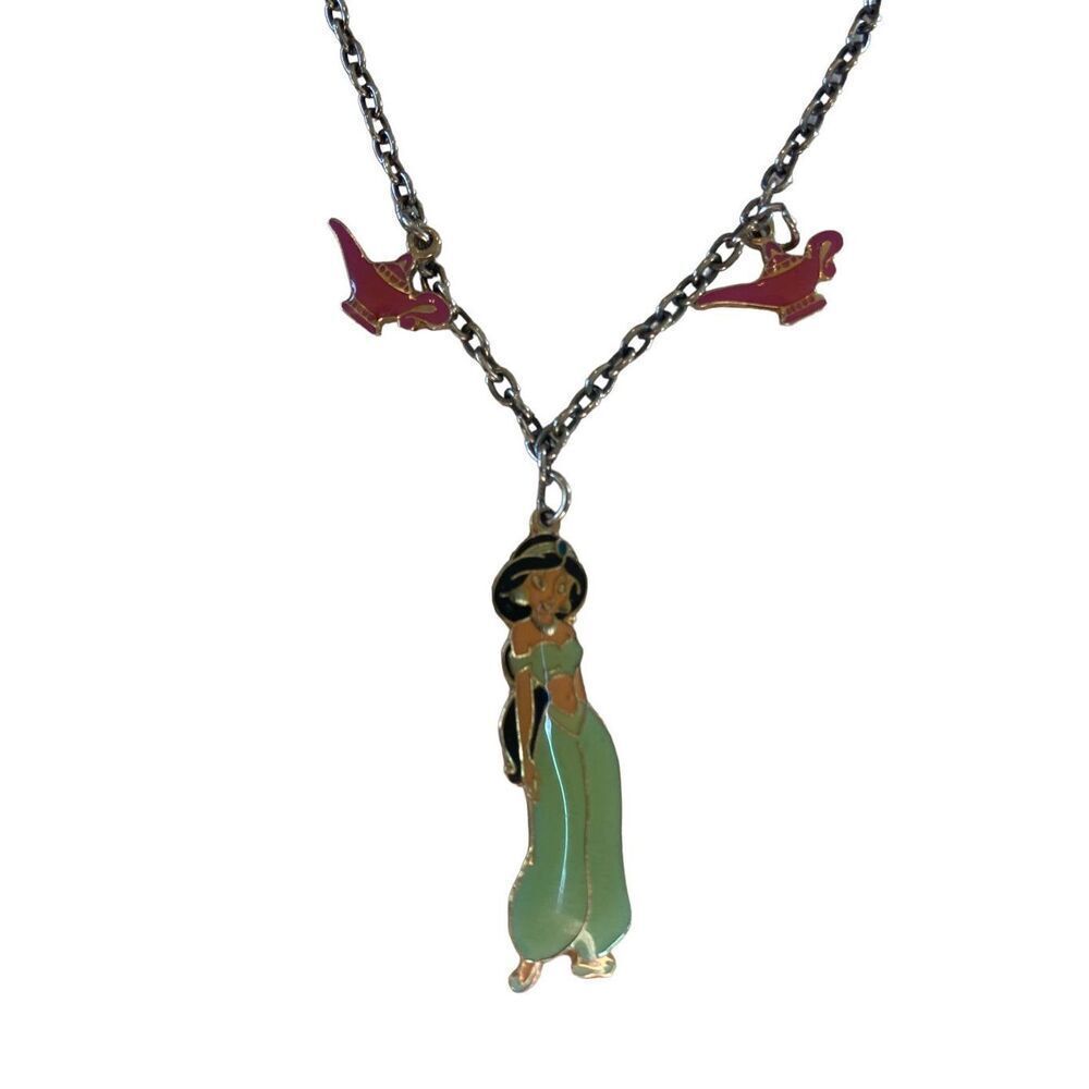 Vintage 90s Disney Princess Charm Necklace Jasmine Aladdin
